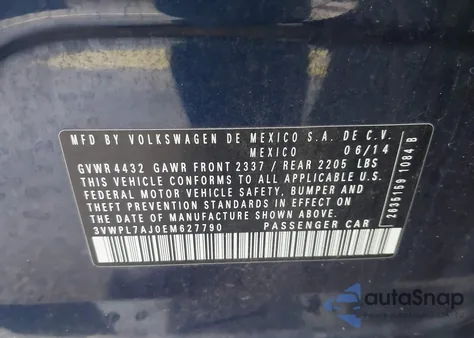 2014 Volkswagen Jetta Sportwagen 2.0L Tdi from USA, damaged, VIN 3VWPL7AJ0EM627790